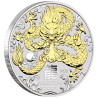 Strieborná minca 1 Oz Lunar Series III Year of the Dragon 2024 Pozlátené