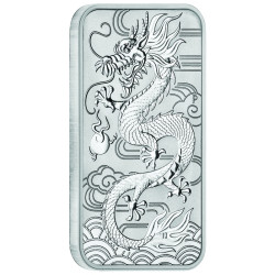 Strieborná minca v tvare zliatku 1 Oz Dragon Rectangle 2018