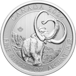 Strieborná minca 2 Oz Ice Age Canada Mamut srstnatý 2024