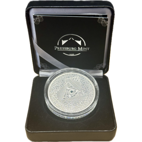 Strieborná minca 1 Oz Magnum Opus 2022 Proof krištáľmi Swarovski