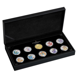 Sada strieborných mincí 10 x 1/2 Oz Lunar Series III Rok of Dragon 2024 Kolorované a Pozlátené