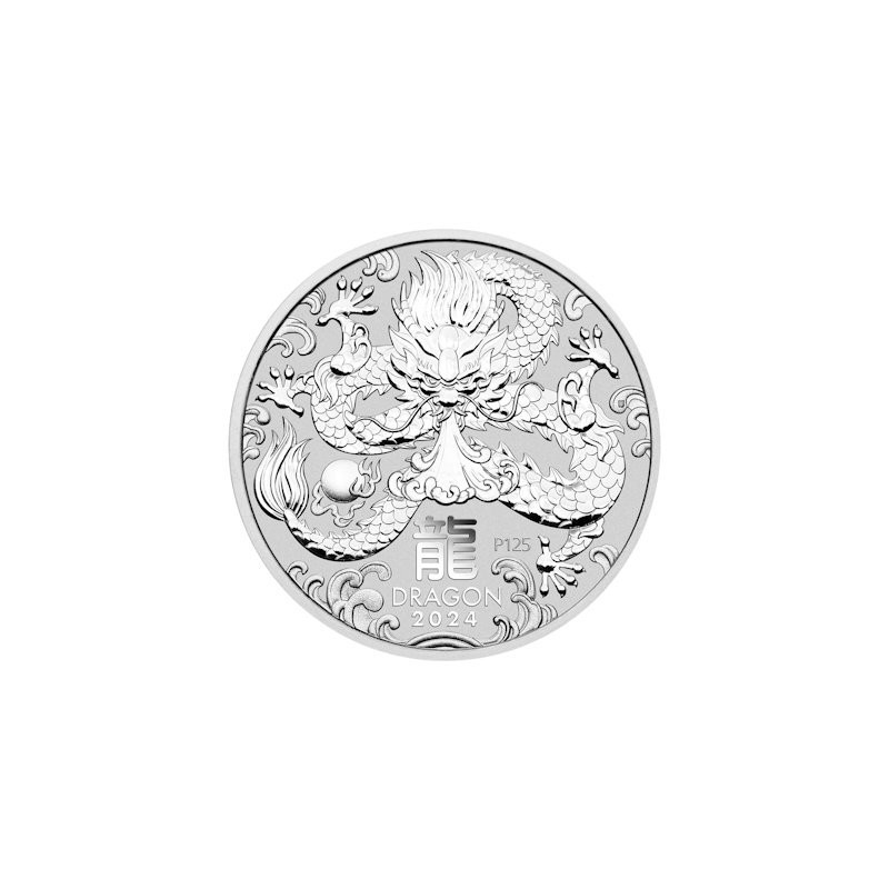 Strieborná minca 5 Oz Lunar Series III Year of the Dragon 2024