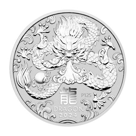 Strieborná minca 5 Oz Lunar Series III Rok of the Dragon 2024