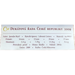 Sada zlatých mincí 4 x Dukátový rad Českej republiky 2009 Proof