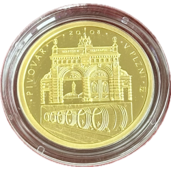 Zlatá minca 1/4 Oz Pivovar v Plzni 2008 Proof