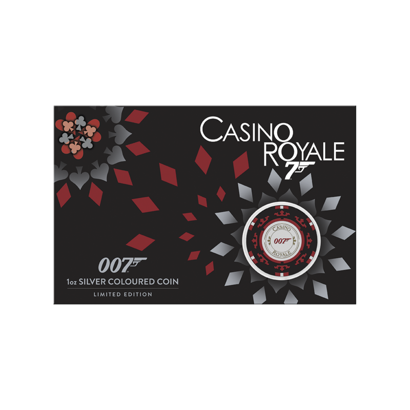 Strieborná minca 1 Oz Casino Royale Chip 2023 Kolorované