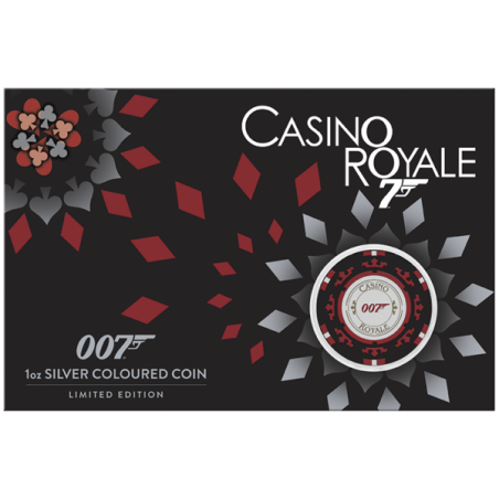 Strieborná minca 1 Oz Casino Royale Chip 2023 Kolorované