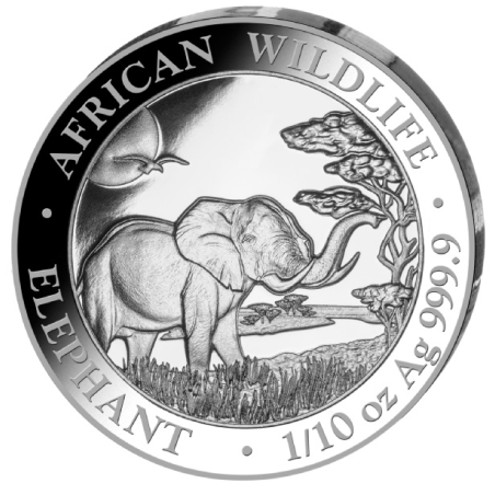 Strieborná minca 1/10 Oz African Wildlife Elephant 2019