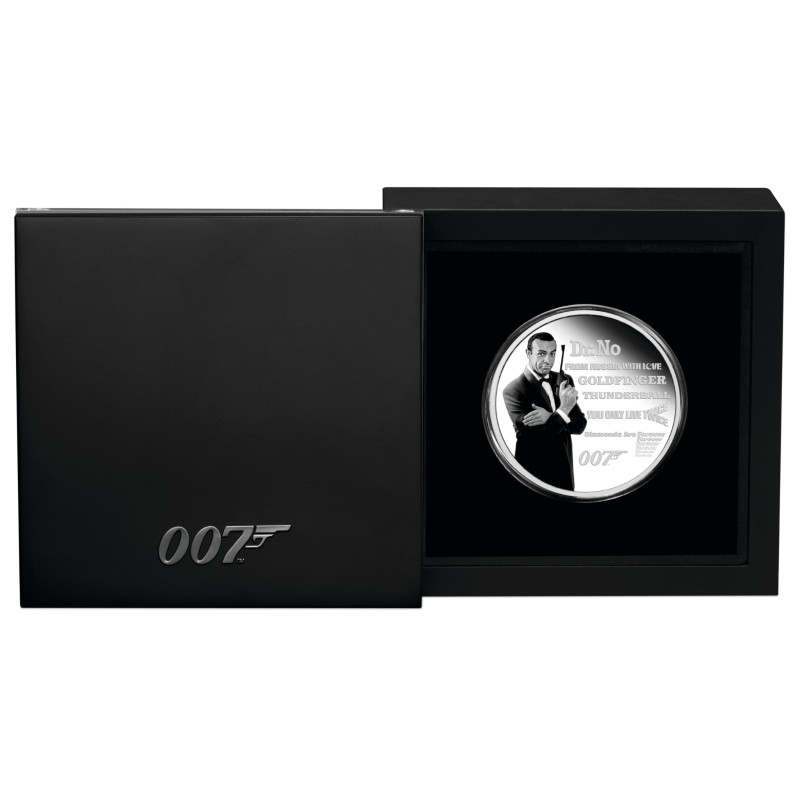 Strieborná minca 1 Oz James Bond Sean Connery 2021 Kolorované
