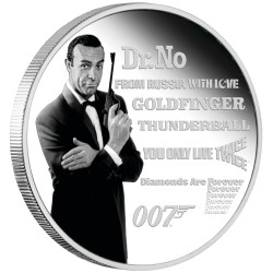 Strieborná minca 1 Oz James Bond Sean Connery 2021 Kolorované