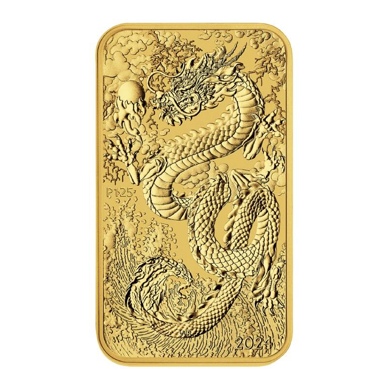 Zlatá minca v tvare zliatiny 1 Oz Dragon Rectangle 2024