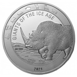 Strieborná minca 1 Oz Giants of the Ice Age Nosorožec Srstnatý 2021