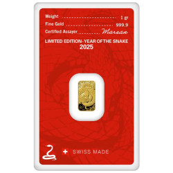 Zlatý zliatok 1 g Argor Heraeus Lunar Series III Year of the Snake 2025