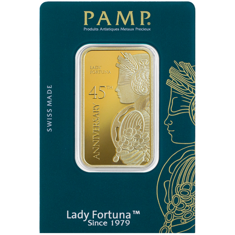 Zlatý zliatok 1 Oz PAMP Lady Fortuna 45. výročie