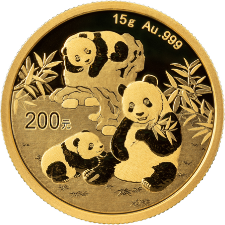 Zlatá minca 15 g China Panda 2025