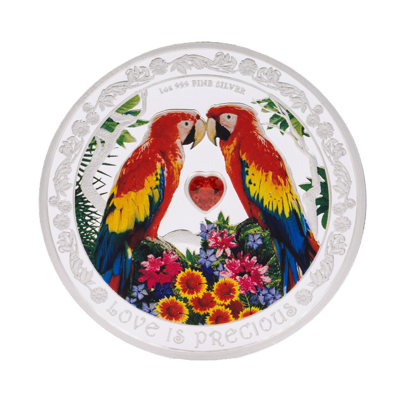 Strieborná minca 1 Oz Love is precious Macaws 2025