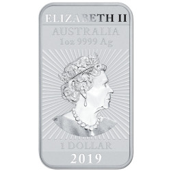 Strieborná minca v tvare zliatku 1 Oz Rectangular Dragon 2019