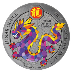 Strieborná minca 1 Oz Art Color Collection Year of the Dragon 2024 Kolorované