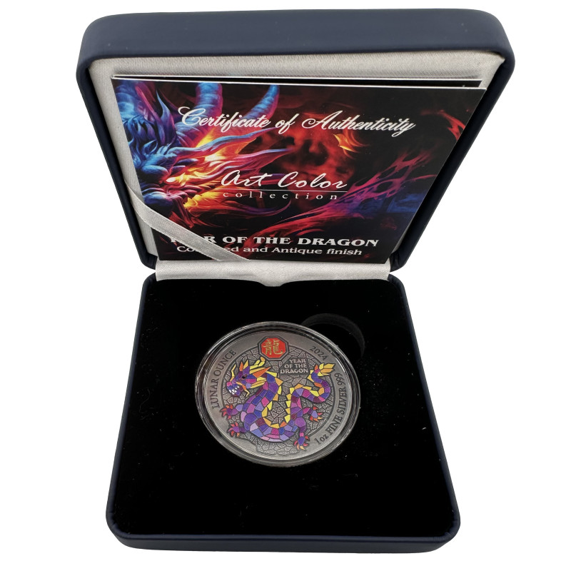 Strieborná minca 1 Oz Art Color Collection Year of the Dragon 2024 Kolorované
