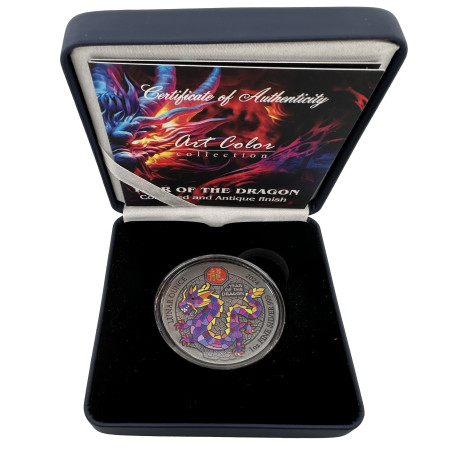 Strieborná minca 1 Oz Art Color Collection Rok of Dragon 2024 Kolorované