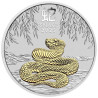 Strieborná minca 1 Oz Lunar Series III Year of the Snake 2025 Pozlátené