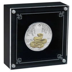 Strieborná minca 1 Oz Lunar Series III Year of the Snake 2025 Pozlátené