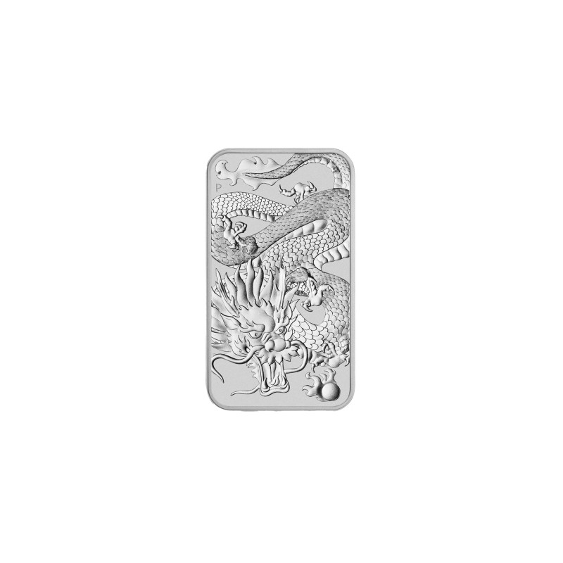 Strieborná minca v tvare zliatku 1 Oz Rectangular Dragon 2022