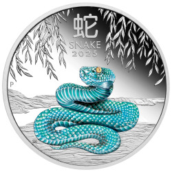 Strieborná minca 1 Oz Lunar Series III Rok of Snake 2025 Kolorovaná Proof