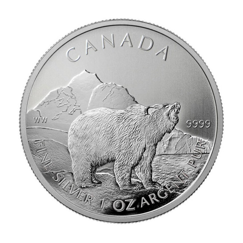 Strieborná minca 1 Oz Canadian Wildlife Grizzly 2011