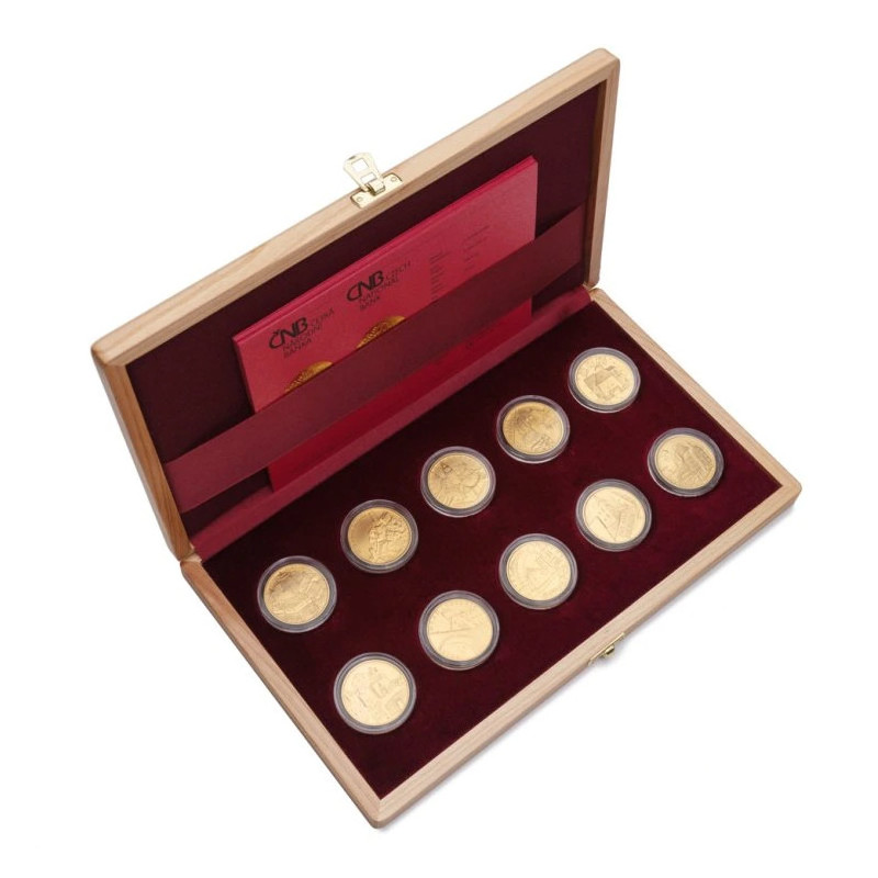 Súprava zlatých mincí 10 x 1/2 Oz Hrady ČNB Standart