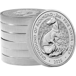 Strieborná minca 2 Oz The Tudor Beasts Greyhound of Richmond 2025