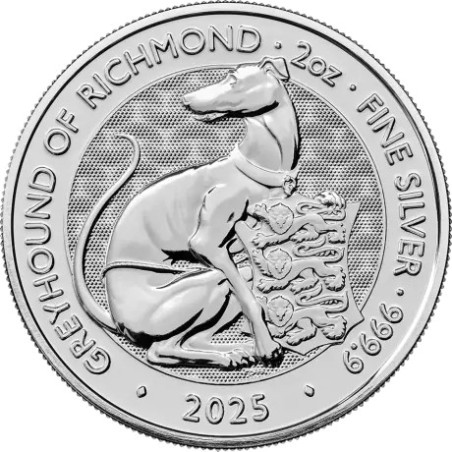 Strieborná minca 2 Oz The Tudor Beasts Greyhound of Richmond 2025