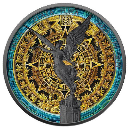 Strieborná minca 1 Oz Libertad Aztec Calendar 2023 Kolorované