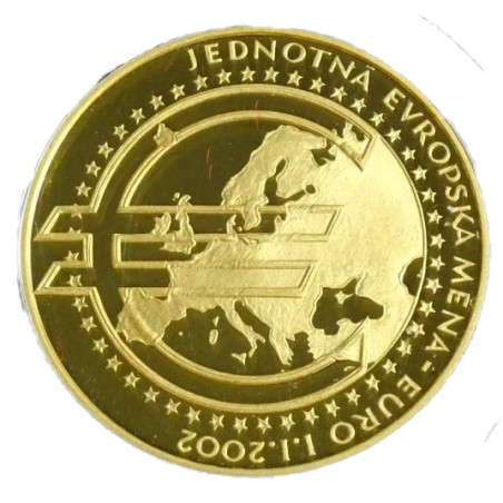 Zlatá minca 1/4 Oz medaily na zavedenie Euro meny