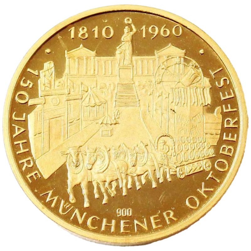 Zlatá minca 10,52 g 150 rokov mníchovského Oktoberfestu Proof