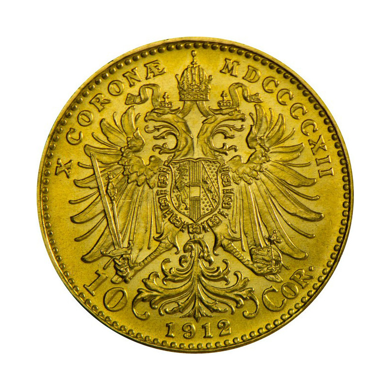 Zlatá minca 3,38 g 10 Korún Františka Jozefa I. 1912 Novorazba