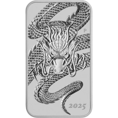 Strieborná minca v tvare zliatku 1 Oz Rectangular Dragon 2025