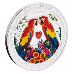 Strieborná minca 1 Oz Love is precious Macaws 2025