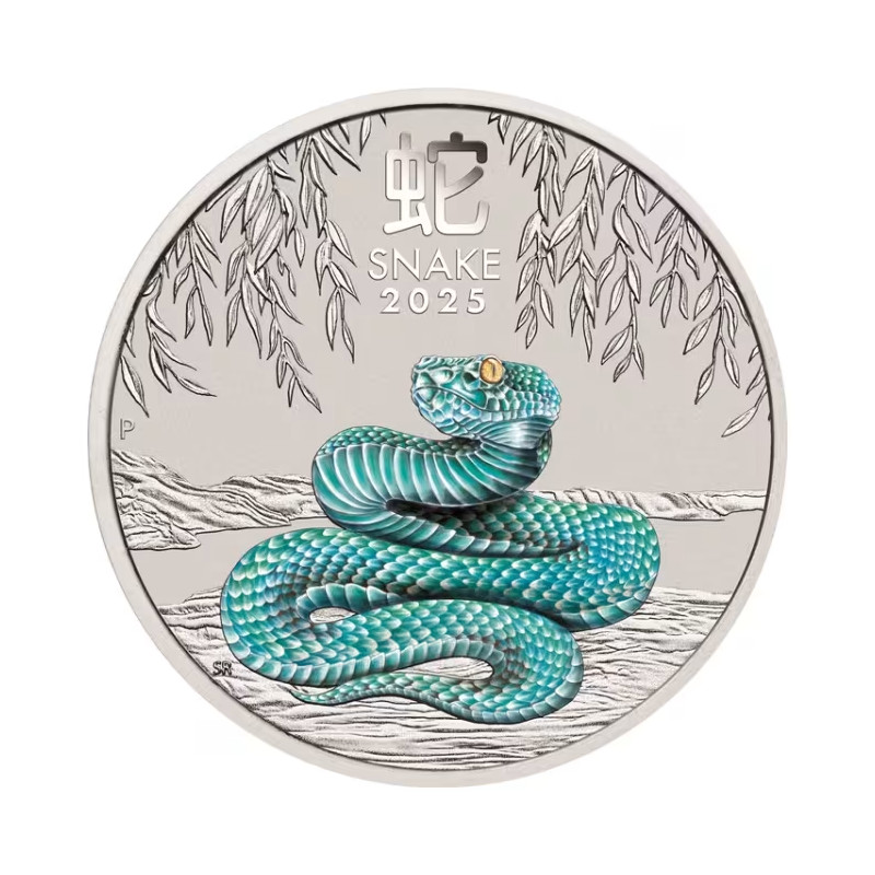 Strieborná minca 2 Oz Lunar Series III Rok of Snake 2025 Kolorovaná