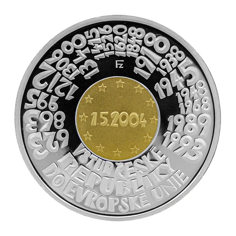 Bimetalová minca 2500 Kč Vstup Českej republiky do Európskej únie 2004 proof