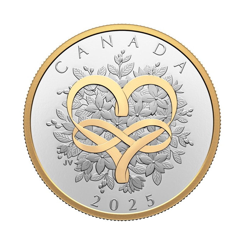 Strieborná minca 1 Oz Celebrate love 2025 Pozlátené