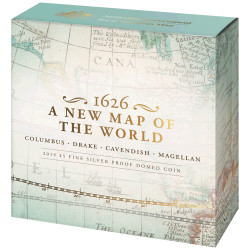 Strieborná minca 1 Oz New Map of the World 1626 - Nová mapa sveta 2019 Proof