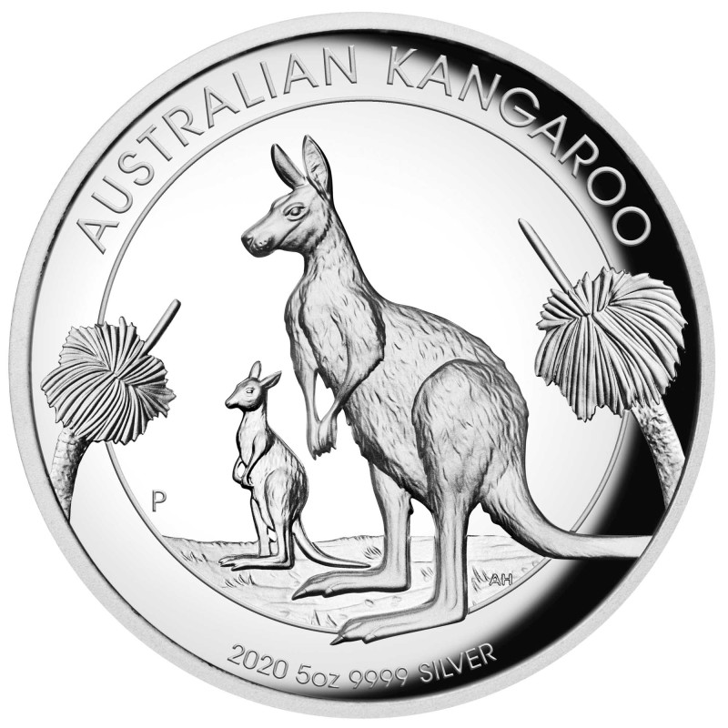 Strieborná minca 5 Oz Australian Kangaroo High Relief Proof 2020