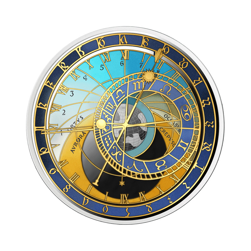 Strieborná minca 1 Oz Prague City Hall Clocks - Staromestský orloj 2025 Proof