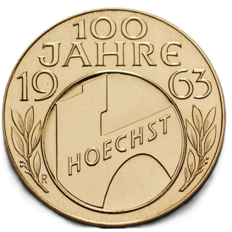 Zlatá medaila 8 g 100 Jahre Farbwerke Hoechst AG. 1863–1963