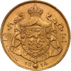 Zlatá minca 20 Frank Belgicko Albert I rôzne roky (1909-1934)