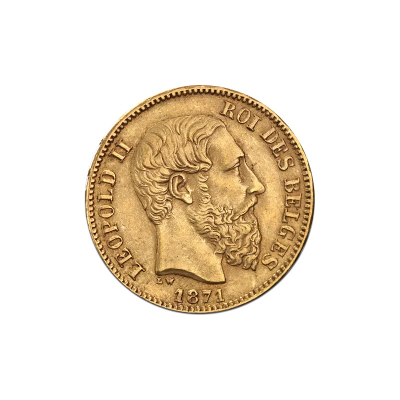 Zlatá minca 20 Frank Belgicko Leopold II rôzne roky (1867 -1882)