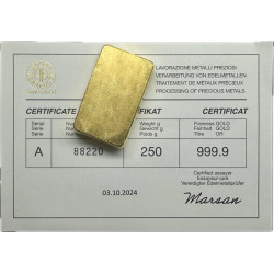 Zlatý zliatok 250 g Argor Heraeus