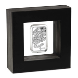 Strieborná minca v tvare zliatku 1 Oz Rectangular Dragon 2025 Proof