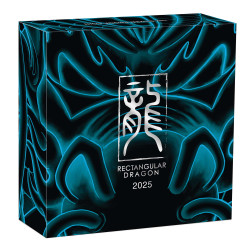 Strieborná minca v tvare zliatku 1 Oz Rectangular Dragon 2025 Proof